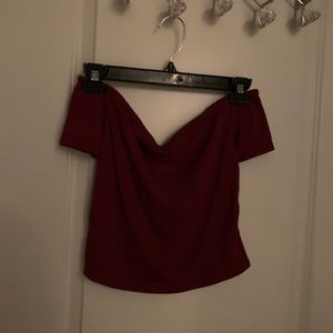 off the shoulder red top